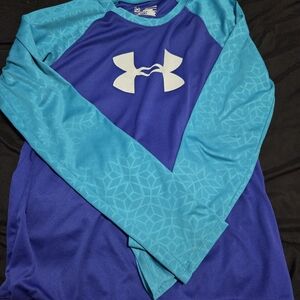 Under Armour Kids Teal and Blue Long Sleeve Tee